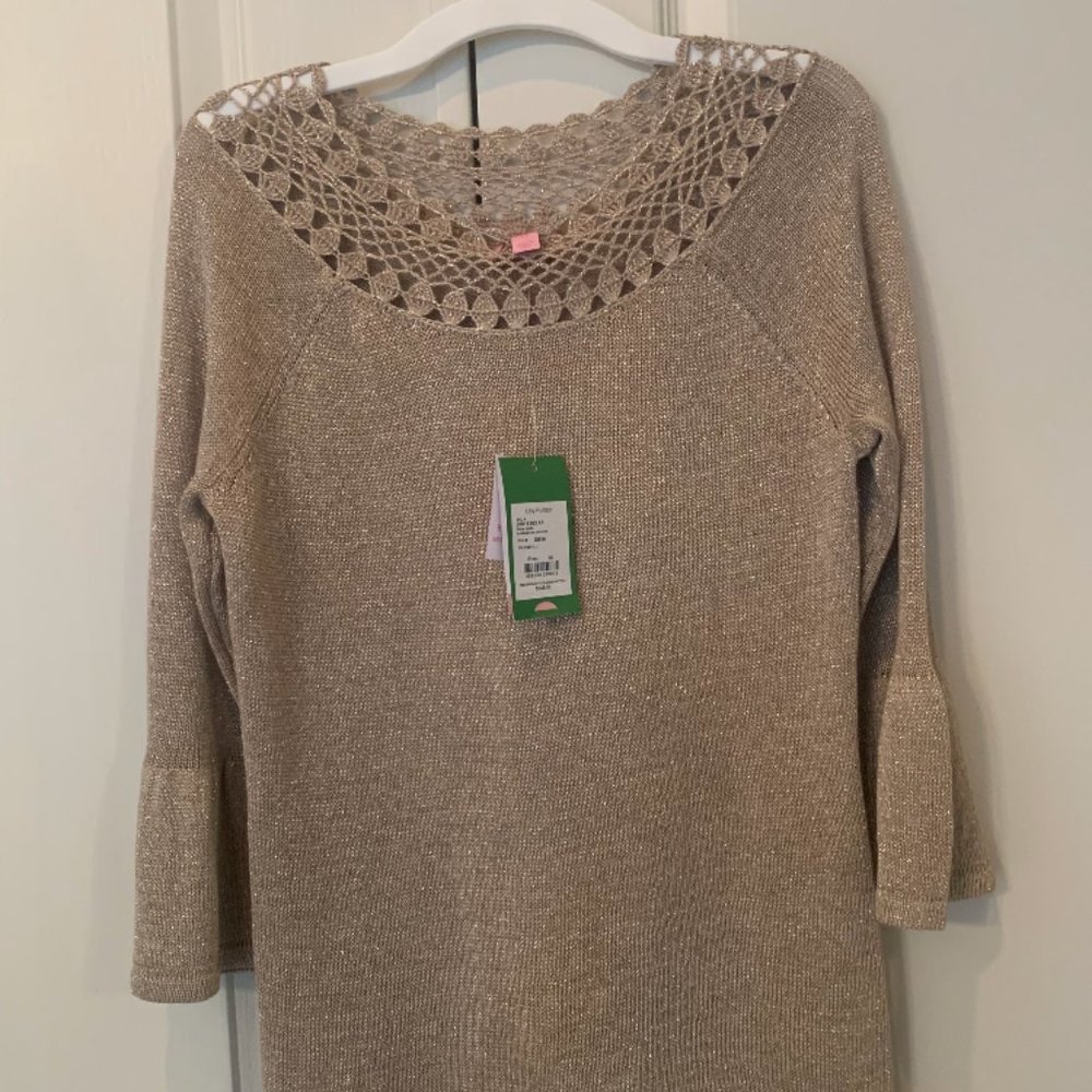XS Lily Pulitzer gold metalli barrington sweater